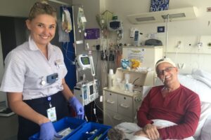 Trace Richey at the beginning of his stem cell transplant in hospital