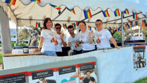 The TLR crew at Fair Day reminding everyone that stem cell donors are hot