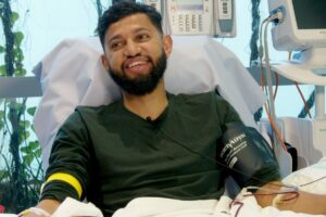 Aadil donating stem cells at the Kinghorn Cancer Centre