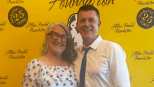 Neil Pennock with Marisa Frenkel, celebrating the milestone of the Allan Frenkel Nursing Scholarship