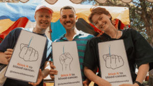 Three young adults who have just signed up to the stem cell donor registry