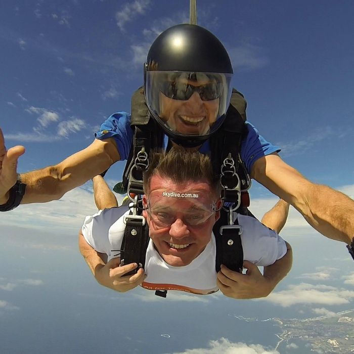 The TLR Foundation’s co-founder Neil skydiving as part of a TLR fundraising event