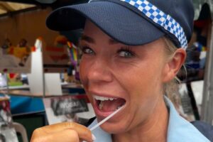 a police officer swabs her cheek, which is as close as police access my DNA gets